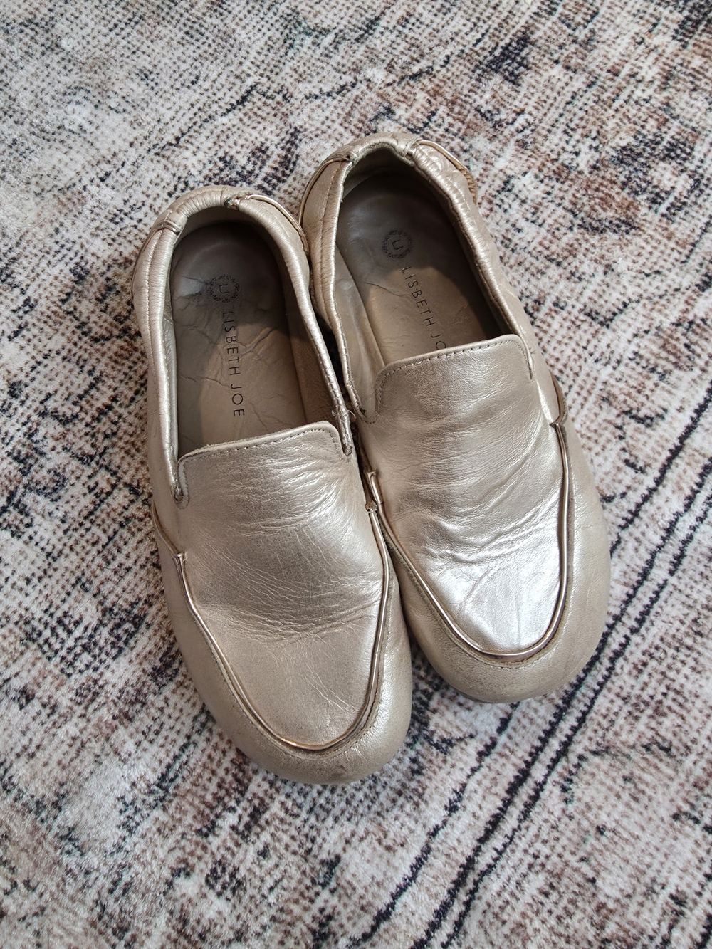 Lisbeth Joe London Light Gold Leather Slip-On Loafers
